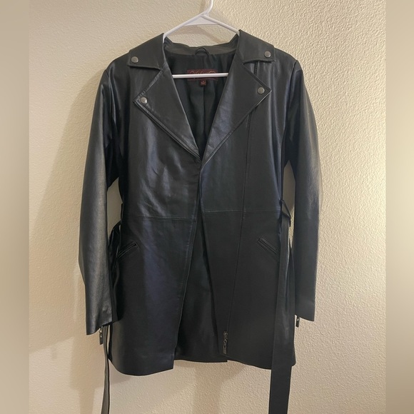 Hal Rubenstein Belted Leather Jacket size Small - Picture 1 of 7